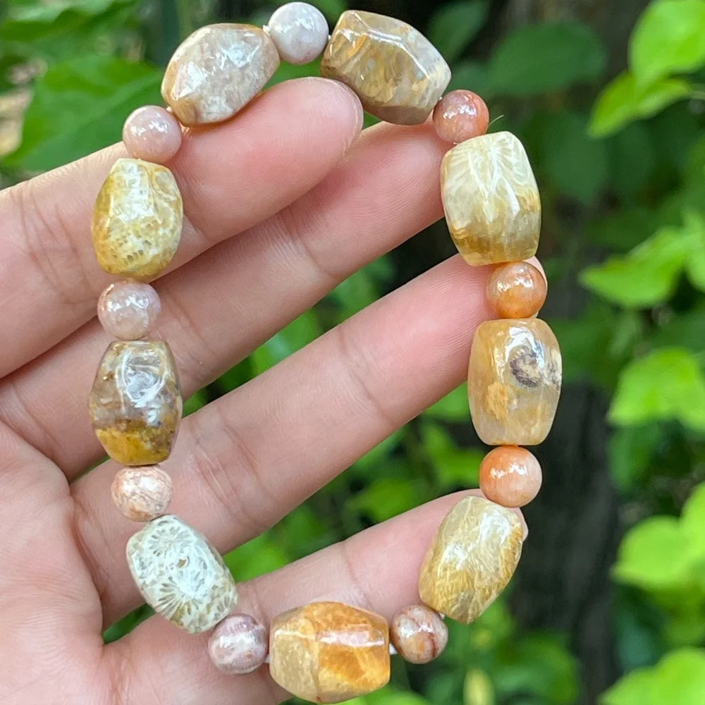 10mm stretchable faceted icy coral‎ jade bracelet